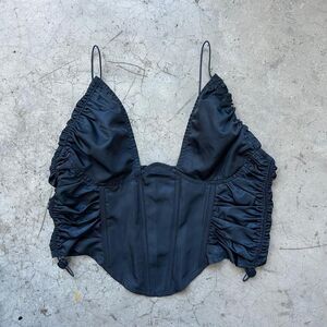 PrettyLittleThing Women's Navy Corset Cropped Zip-up Tank Top